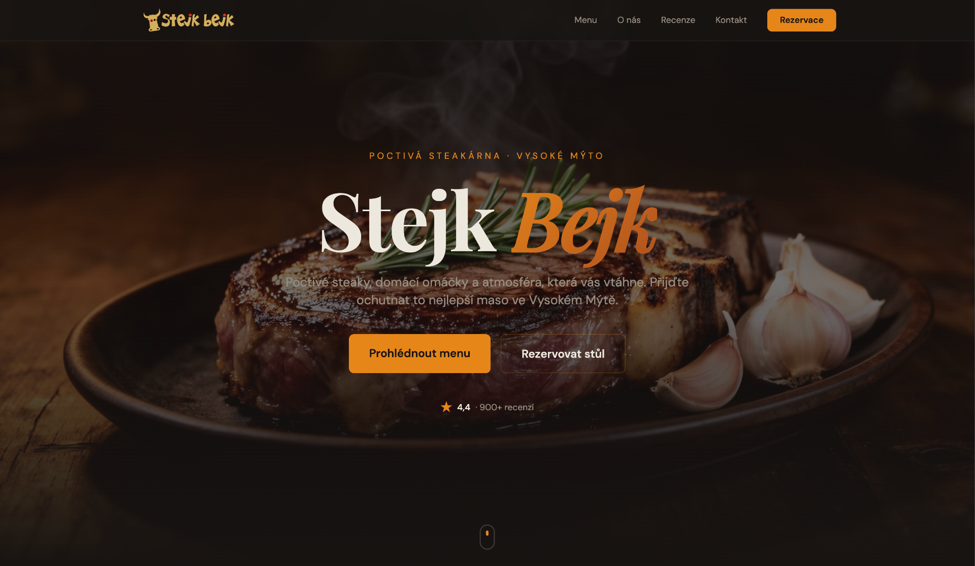 Ukázka webu Stejk Bejk – Vysoké Mýto – Stejkárna